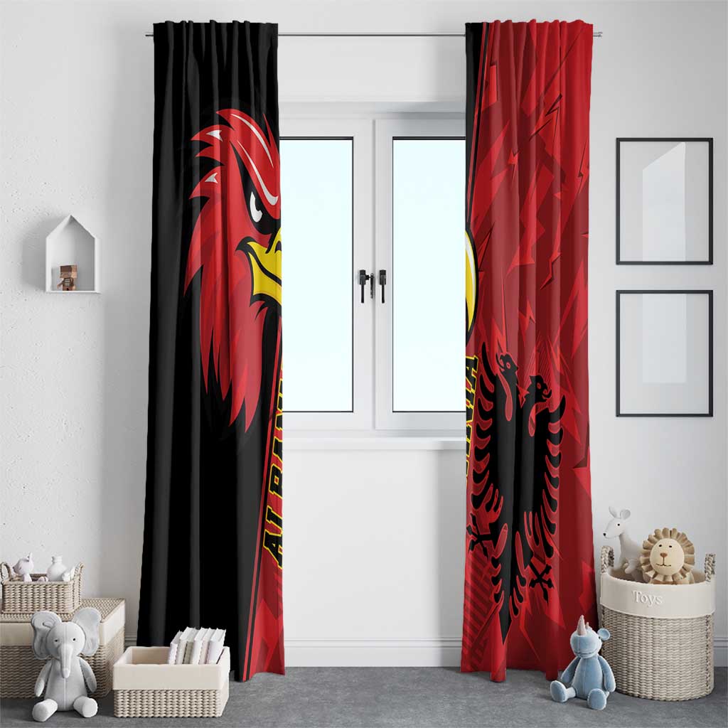 Albania Eagle Window Curtain National Emblem Grunge Pattern - Wonder Print Shop