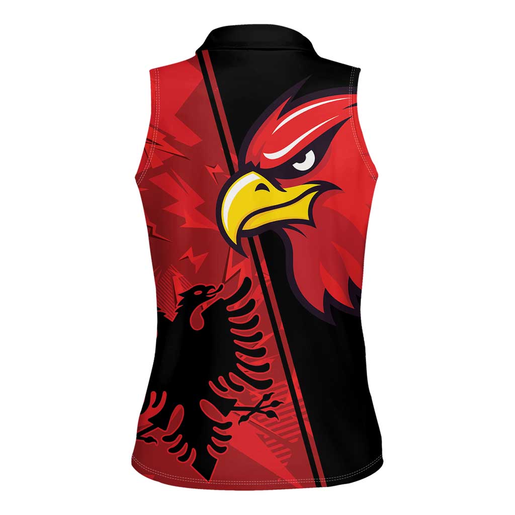 Albania Eagle Women Sleeveless Polo Shirt National Emblem Grunge Pattern - Wonder Print Shop