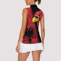 Albania Eagle Women Sleeveless Polo Shirt National Emblem Grunge Pattern - Wonder Print Shop