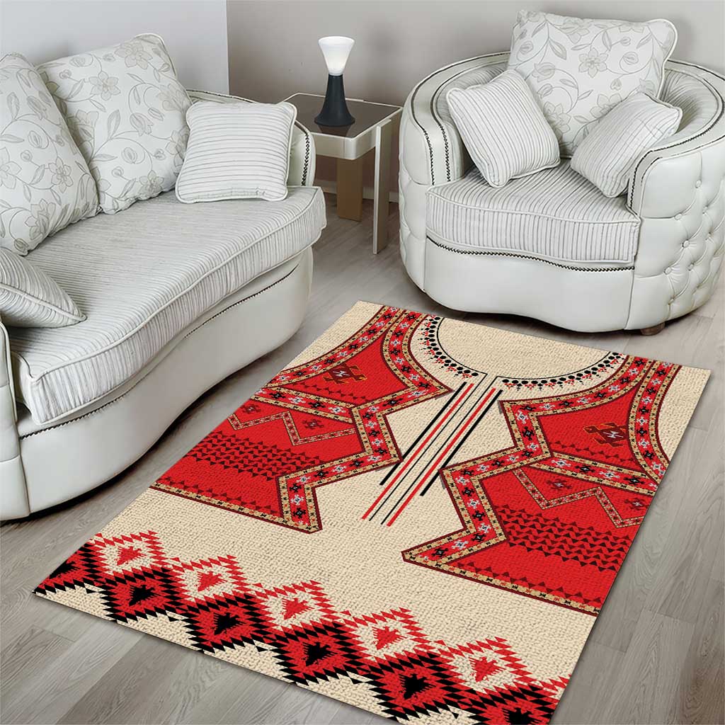 Folk Albanian Patterns Eagle Area Rug - Wonder Print Shop