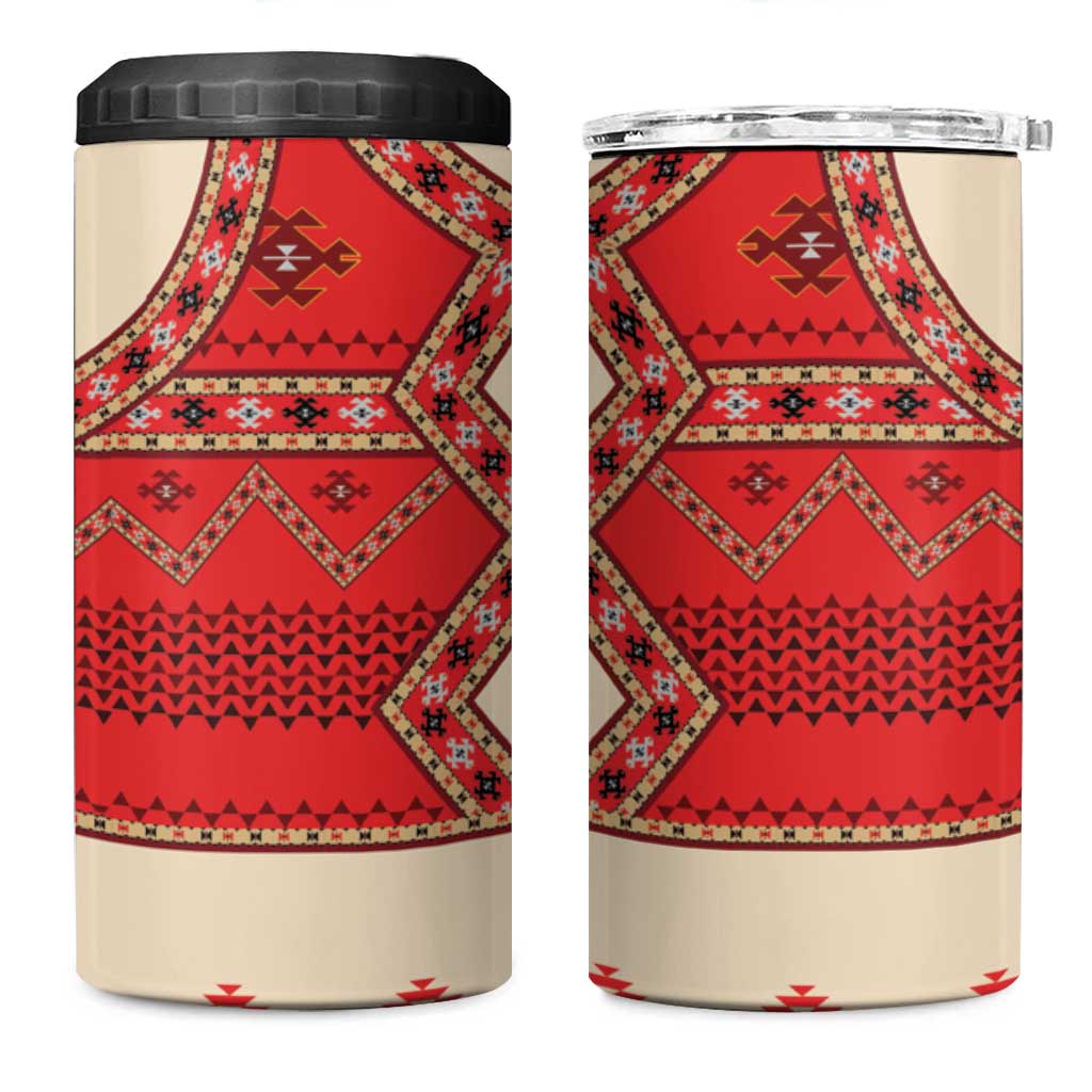 Folk Albanian Patterns Eagle 4 in 1 Can Cooler Tumbler - Wonder Print Shop