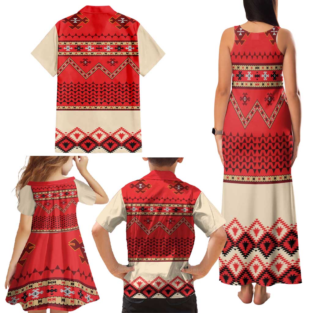 Folk Albanian Patterns Eagle Family Matching Tank Maxi Dress and Hawaiian Shirt - Wonder Print Shop