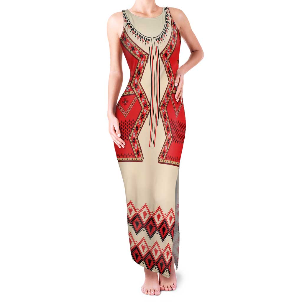 Folk Albanian Patterns Eagle Family Matching Tank Maxi Dress and Hawaiian Shirt - Wonder Print Shop