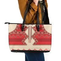Folk Albanian Patterns Eagle Leather Tote Bag - Wonder Print Shop