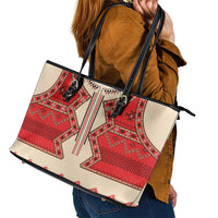 Folk Albanian Patterns Eagle Leather Tote Bag - Wonder Print Shop