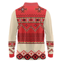 Folk Albanian Patterns Eagle Long Sleeve Polo Shirt - Wonder Print Shop