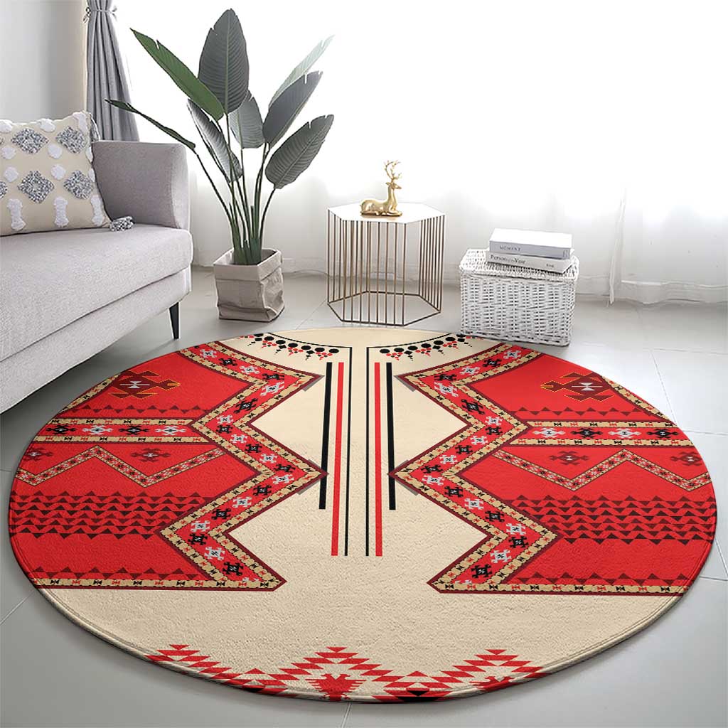 Folk Albanian Patterns Eagle Round Carpet