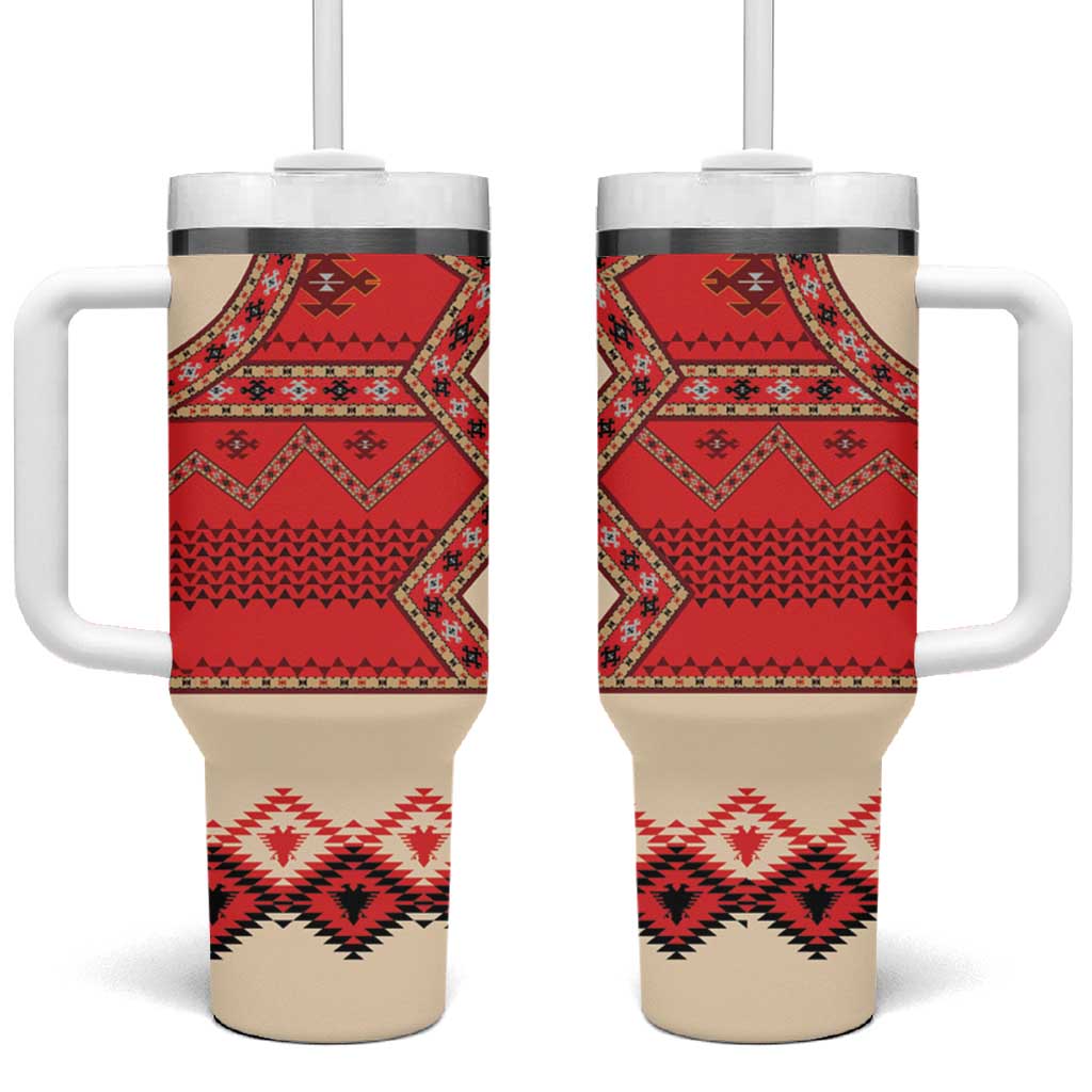 Folk Albanian Patterns Eagle Tumbler With Handle - Wonder Print Shop