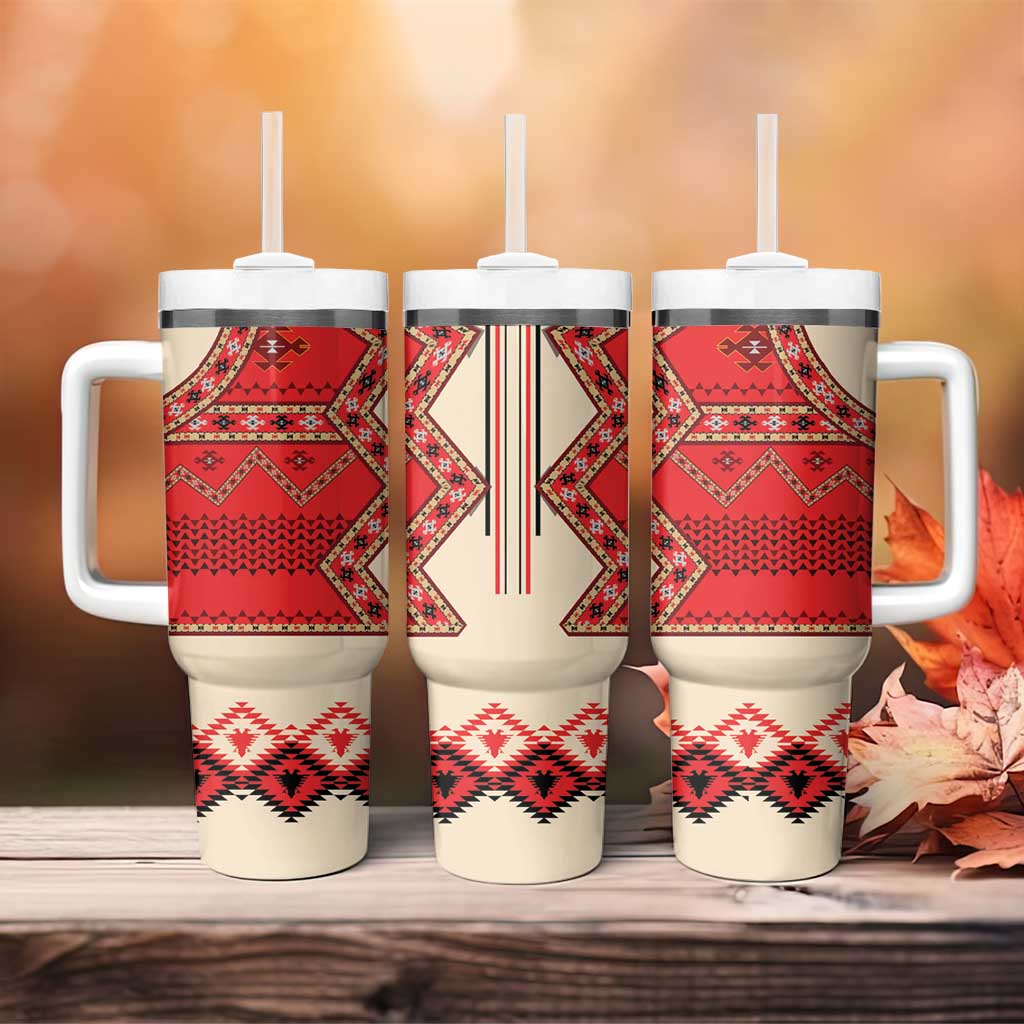 Folk Albanian Patterns Eagle Tumbler With Handle - Wonder Print Shop