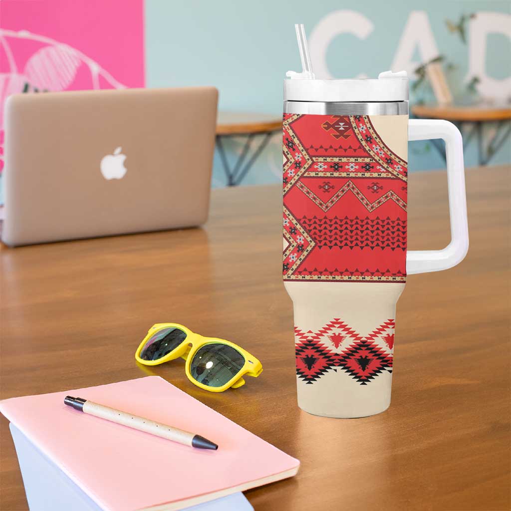 Folk Albanian Patterns Eagle Tumbler With Handle - Wonder Print Shop