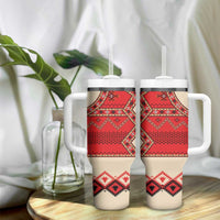 Folk Albanian Patterns Eagle Tumbler With Handle - Wonder Print Shop