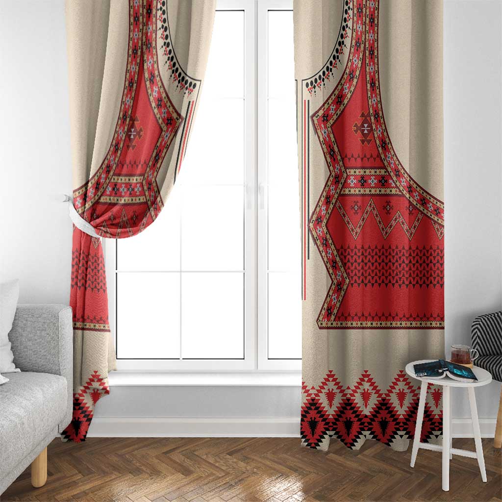 Folk Albanian Patterns Eagle Window Curtain - Wonder Print Shop