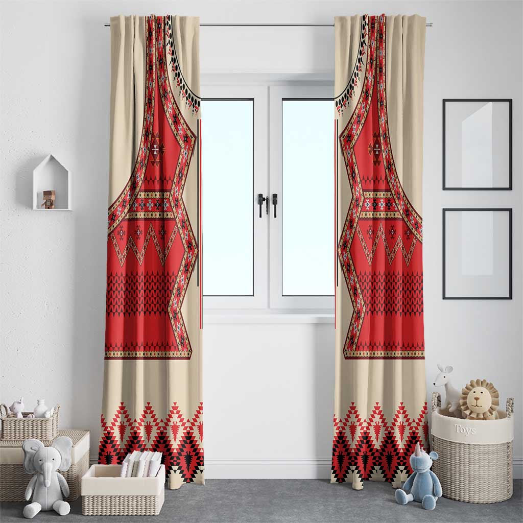 Folk Albanian Patterns Eagle Window Curtain - Wonder Print Shop