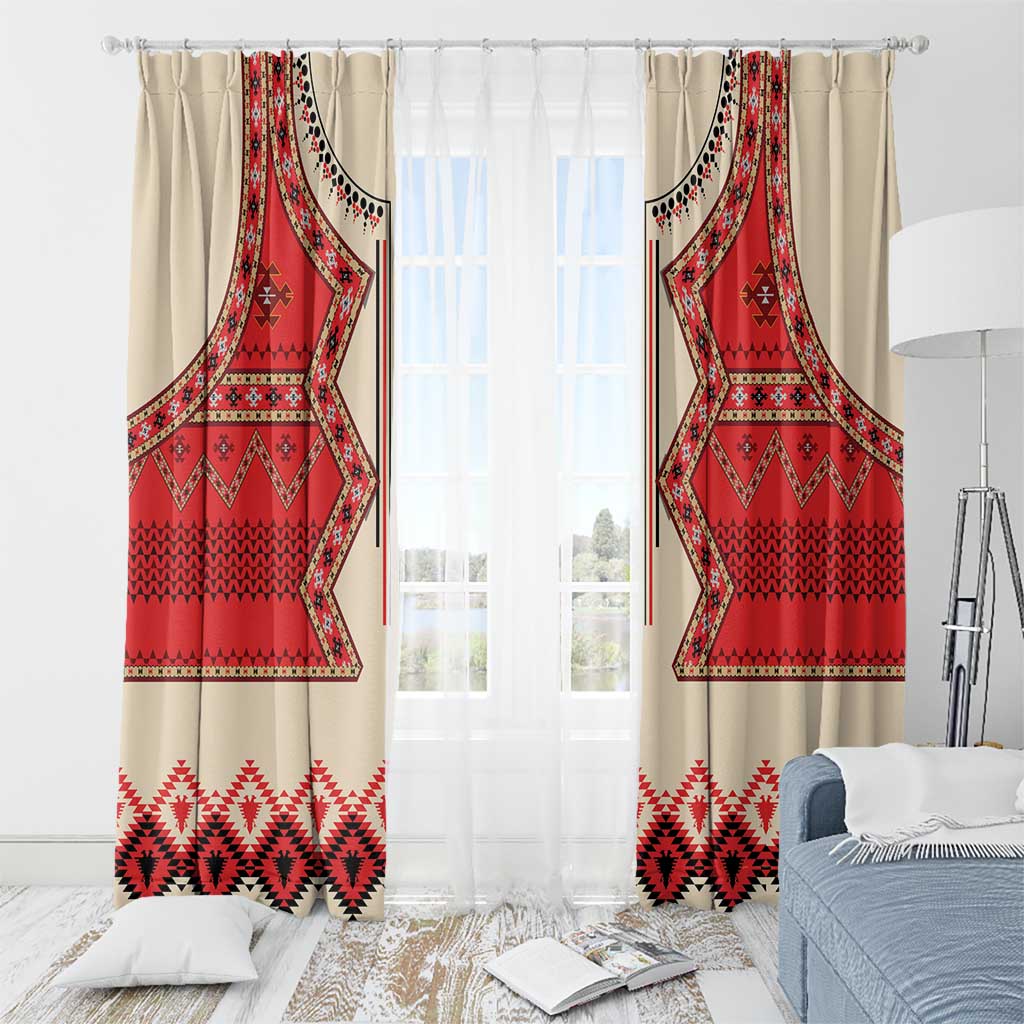 Folk Albanian Patterns Eagle Window Curtain - Wonder Print Shop