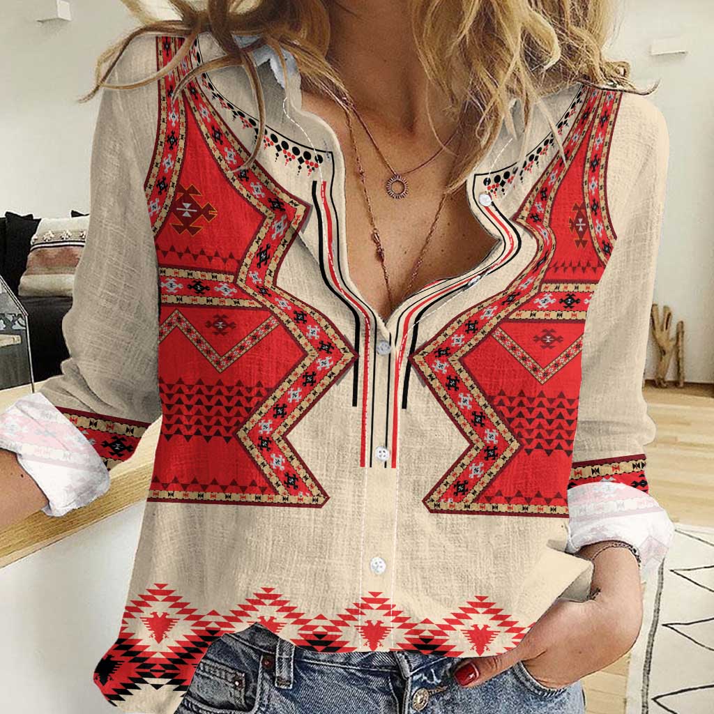Folk Albanian Patterns Eagle Women Casual Shirt - Wonder Print Shop