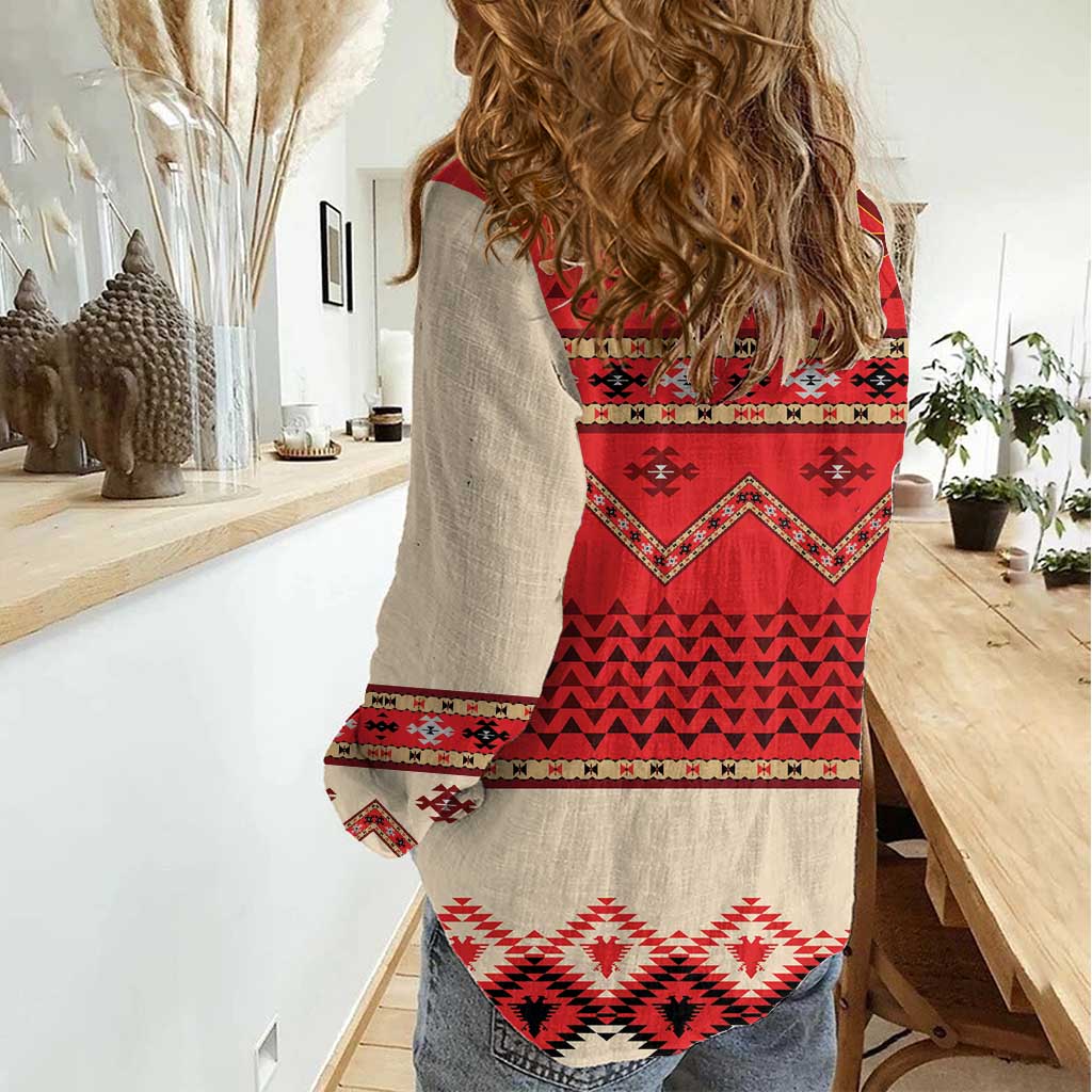 Folk Albanian Patterns Eagle Women Casual Shirt - Wonder Print Shop