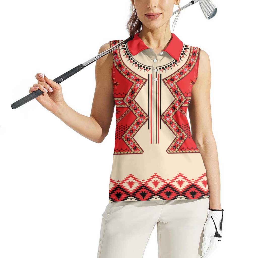 Folk Albanian Patterns Eagle Women Sleeveless Polo Shirt - Wonder Print Shop