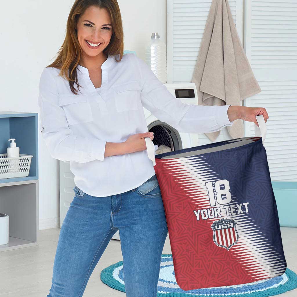 Custom USA Soccer Spirit Laundry Basket Abstract Stars Style - Wonder Print Shop