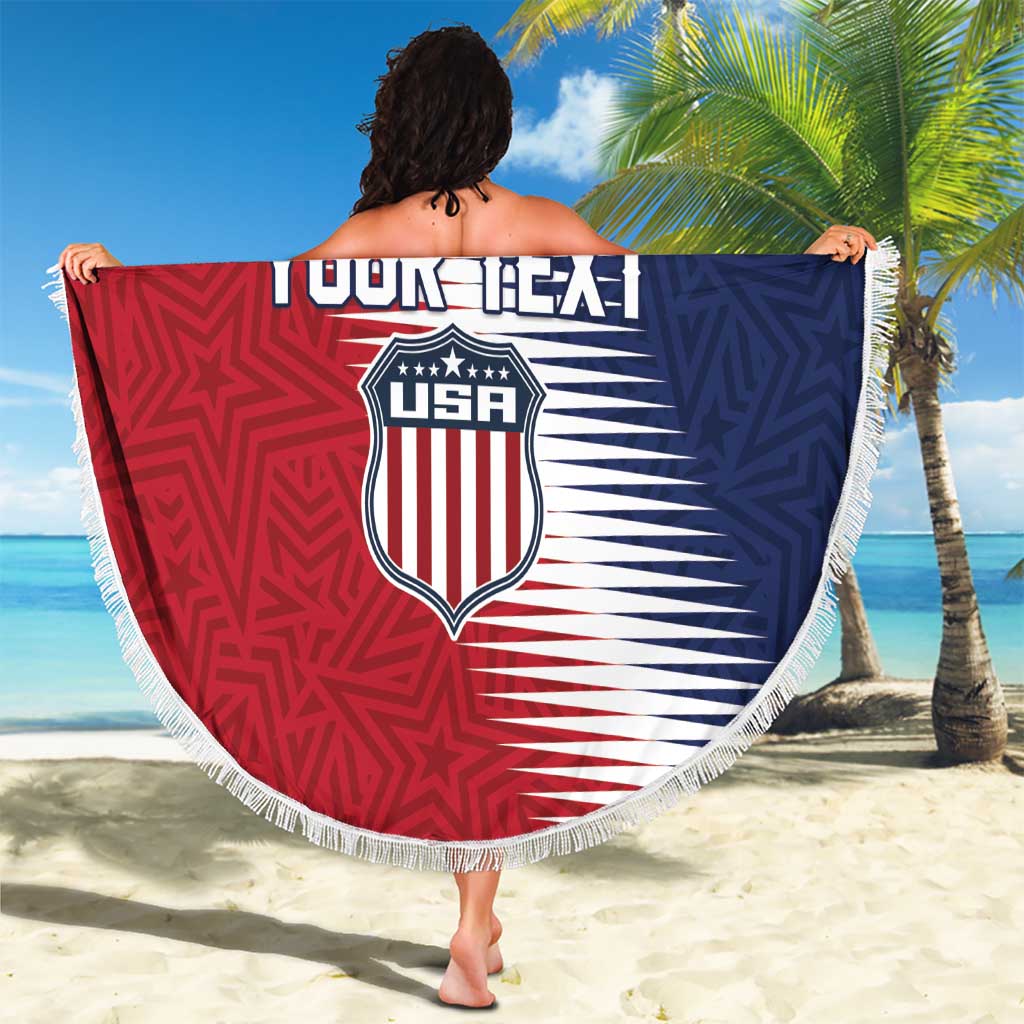 Custom USA Soccer Spirit Beach Blanket Abstract Stars Style - Wonder Print Shop