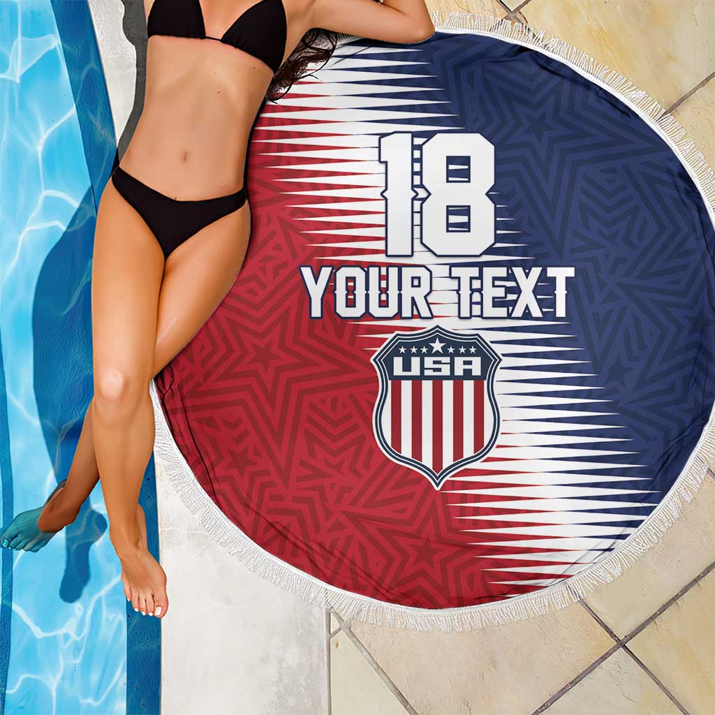 Custom USA Soccer Spirit Beach Blanket Abstract Stars Style - Wonder Print Shop
