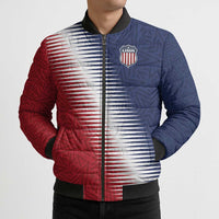 Custom USA Soccer Spirit Bomber Puffer Jacket Abstract Stars Style - Wonder Print Shop