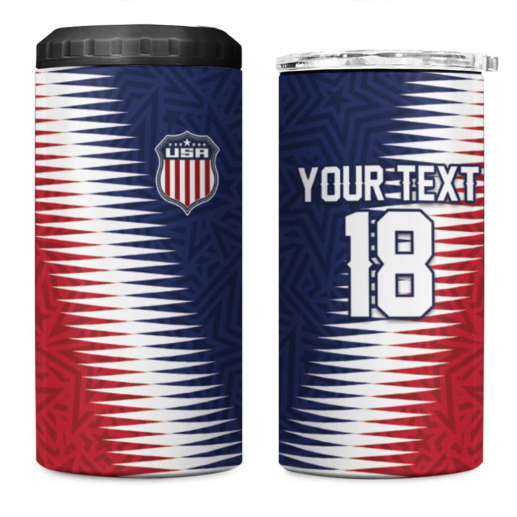 Custom USA Soccer Spirit 4 in 1 Can Cooler Tumbler Abstract Stars Style - Wonder Print Shop