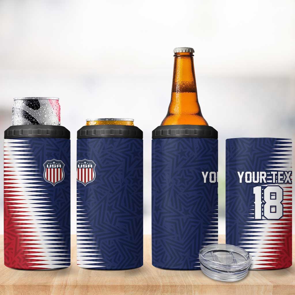Custom USA Soccer Spirit 4 in 1 Can Cooler Tumbler Abstract Stars Style - Wonder Print Shop