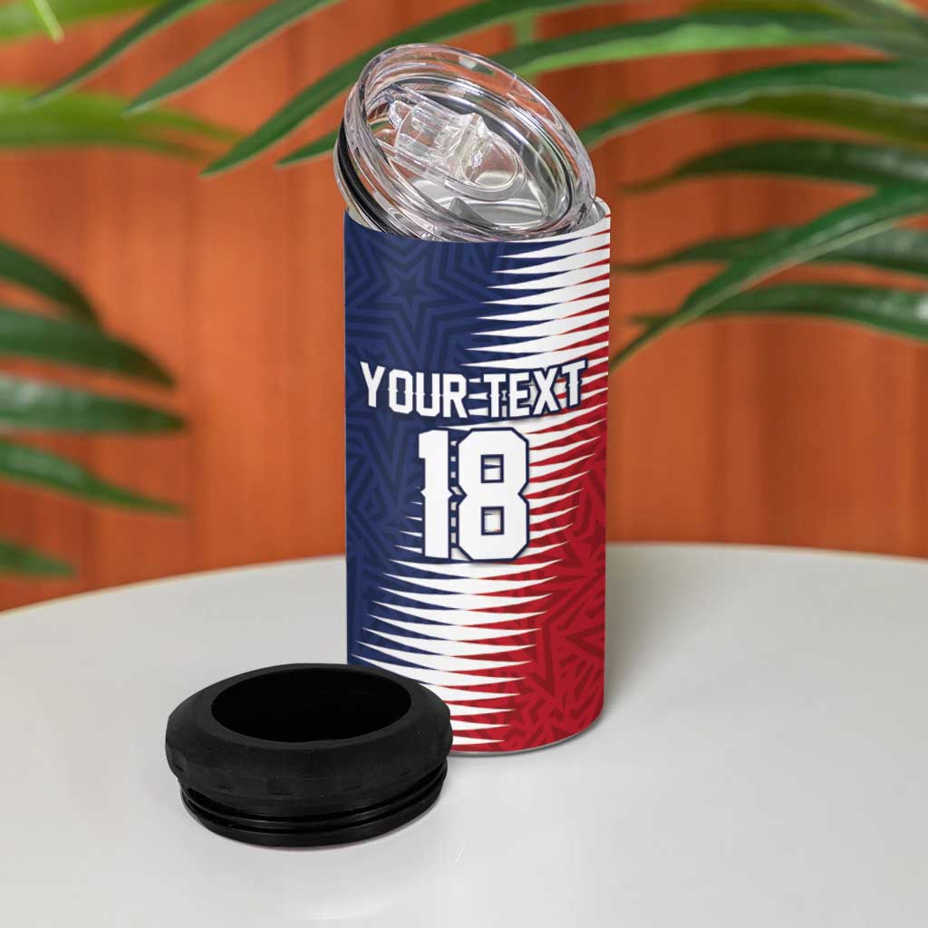 Custom USA Soccer Spirit 4 in 1 Can Cooler Tumbler Abstract Stars Style - Wonder Print Shop