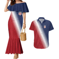 Custom USA Soccer Spirit Couples Matching Mermaid Dress and Hawaiian Shirt Abstract Stars Style - Wonder Print Shop