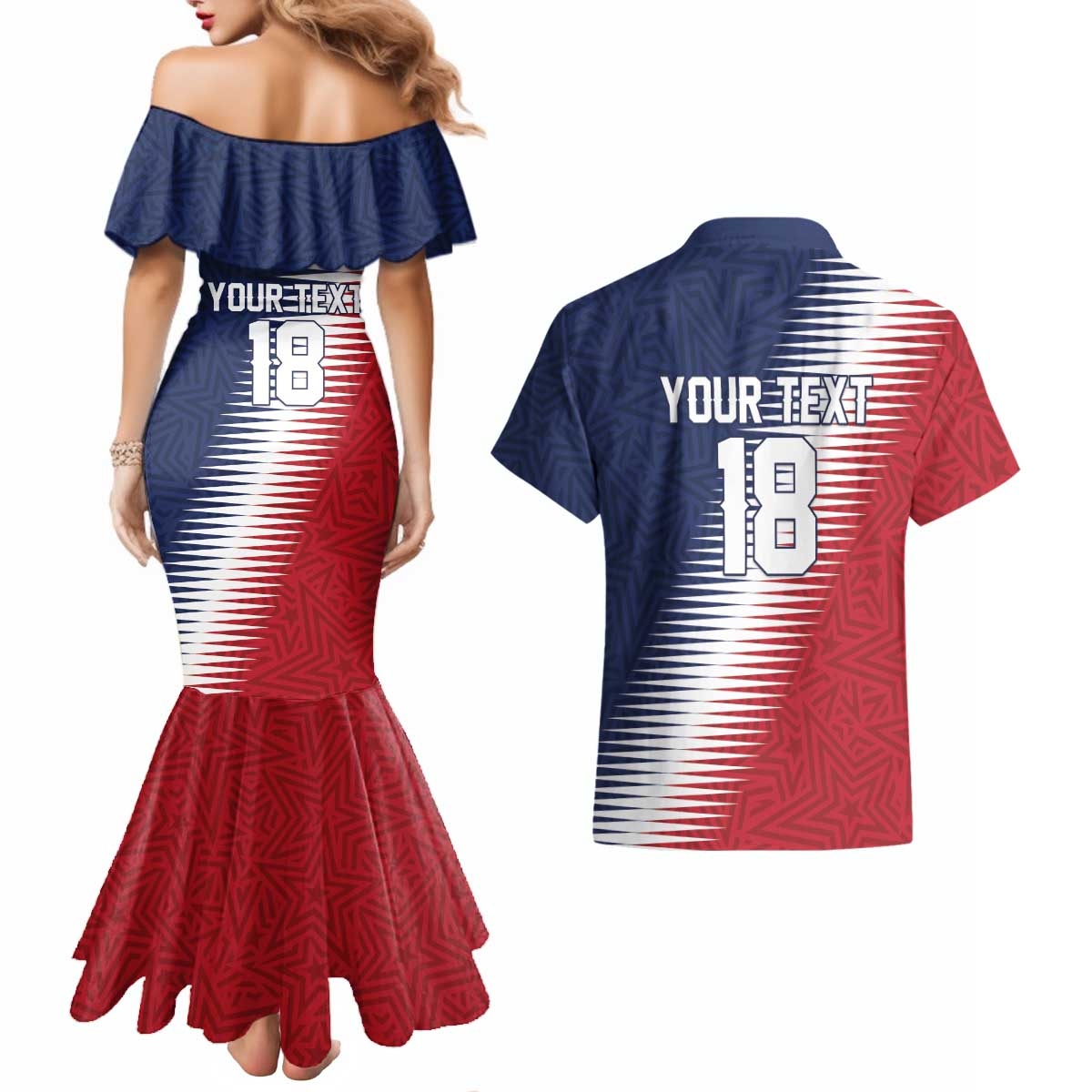 Custom USA Soccer Spirit Couples Matching Mermaid Dress and Hawaiian Shirt Abstract Stars Style - Wonder Print Shop