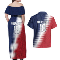 Custom USA Soccer Spirit Couples Matching Off Shoulder Maxi Dress and Hawaiian Shirt Abstract Stars Style - Wonder Print Shop