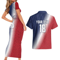 Custom USA Soccer Spirit Couples Matching Short Sleeve Bodycon Dress and Hawaiian Shirt Abstract Stars Style - Wonder Print Shop