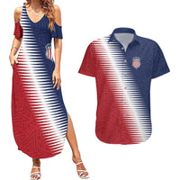 Custom USA Soccer Spirit Couples Matching Summer Maxi Dress and Hawaiian Shirt Abstract Stars Style - Wonder Print Shop