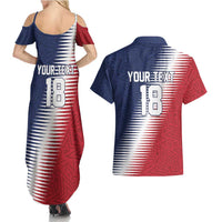 Custom USA Soccer Spirit Couples Matching Summer Maxi Dress and Hawaiian Shirt Abstract Stars Style - Wonder Print Shop