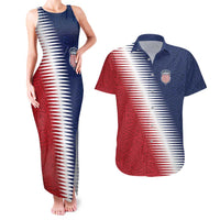 Custom USA Soccer Spirit Couples Matching Tank Maxi Dress and Hawaiian Shirt Abstract Stars Style - Wonder Print Shop