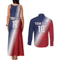 Custom USA Soccer Spirit Couples Matching Tank Maxi Dress and Long Sleeve Button Shirt Abstract Stars Style - Wonder Print Shop