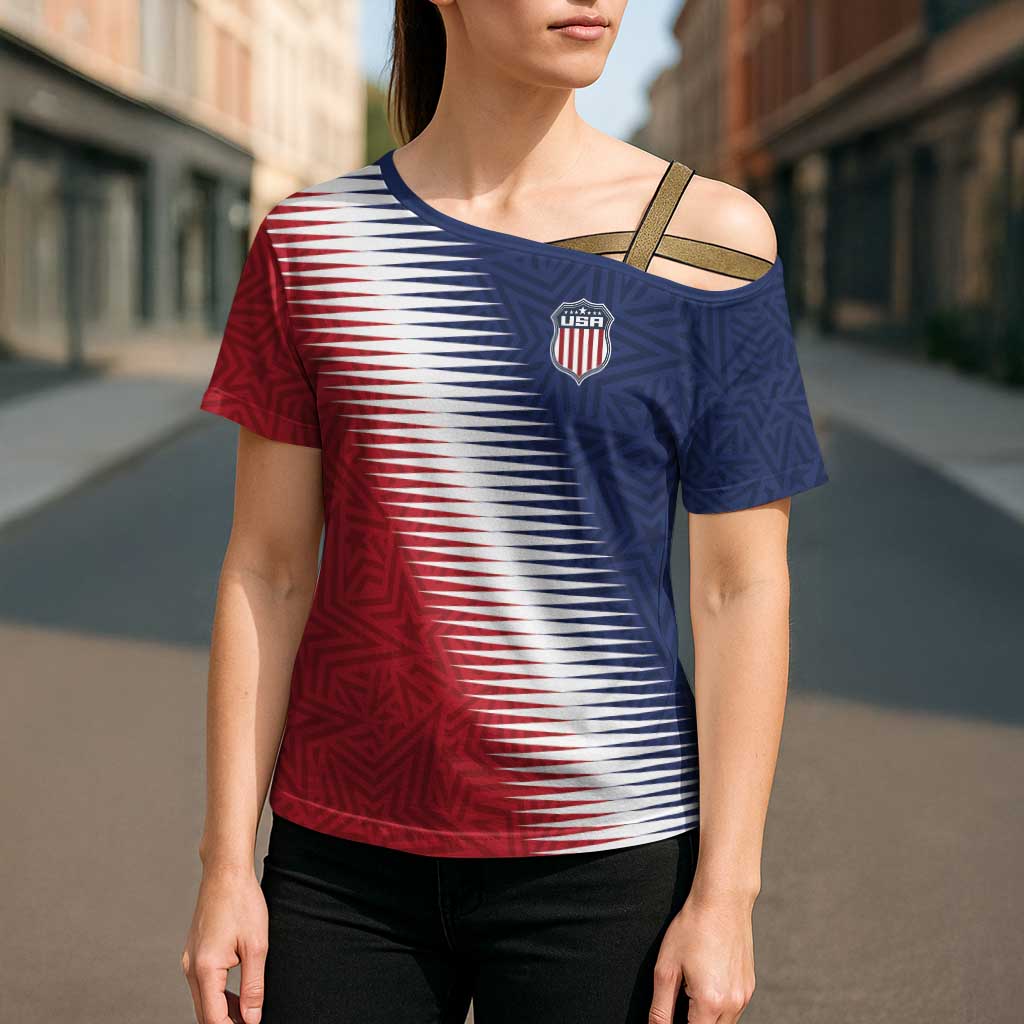Custom USA Soccer Spirit Cross Shoulder Shirt Abstract Stars Style - Wonder Print Shop