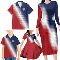 Custom USA Soccer Spirit Family Matching Long Sleeve Bodycon Dress and Hawaiian Shirt Abstract Stars Style - Wonder Print Shop