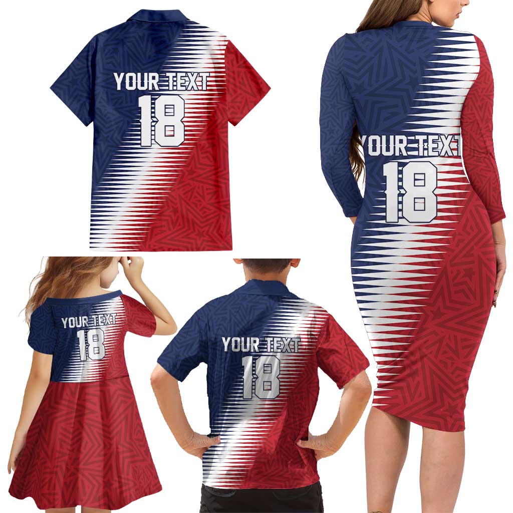 Custom USA Soccer Spirit Family Matching Long Sleeve Bodycon Dress and Hawaiian Shirt Abstract Stars Style - Wonder Print Shop