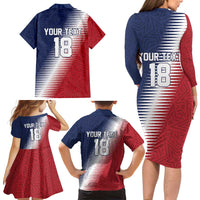 Custom USA Soccer Spirit Family Matching Long Sleeve Bodycon Dress and Hawaiian Shirt Abstract Stars Style - Wonder Print Shop