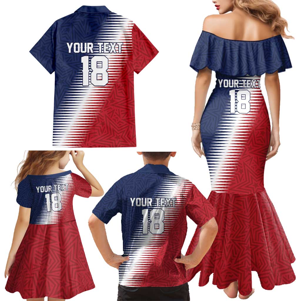 Custom USA Soccer Spirit Family Matching Mermaid Dress and Hawaiian Shirt Abstract Stars Style - Wonder Print Shop