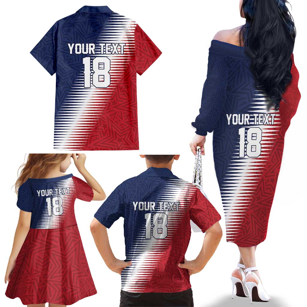 Custom USA Soccer Spirit Family Matching Off The Shoulder Long Sleeve Dress and Hawaiian Shirt Abstract Stars Style - Wonder Print Shop