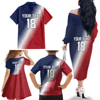 Custom USA Soccer Spirit Family Matching Off The Shoulder Long Sleeve Dress and Hawaiian Shirt Abstract Stars Style - Wonder Print Shop
