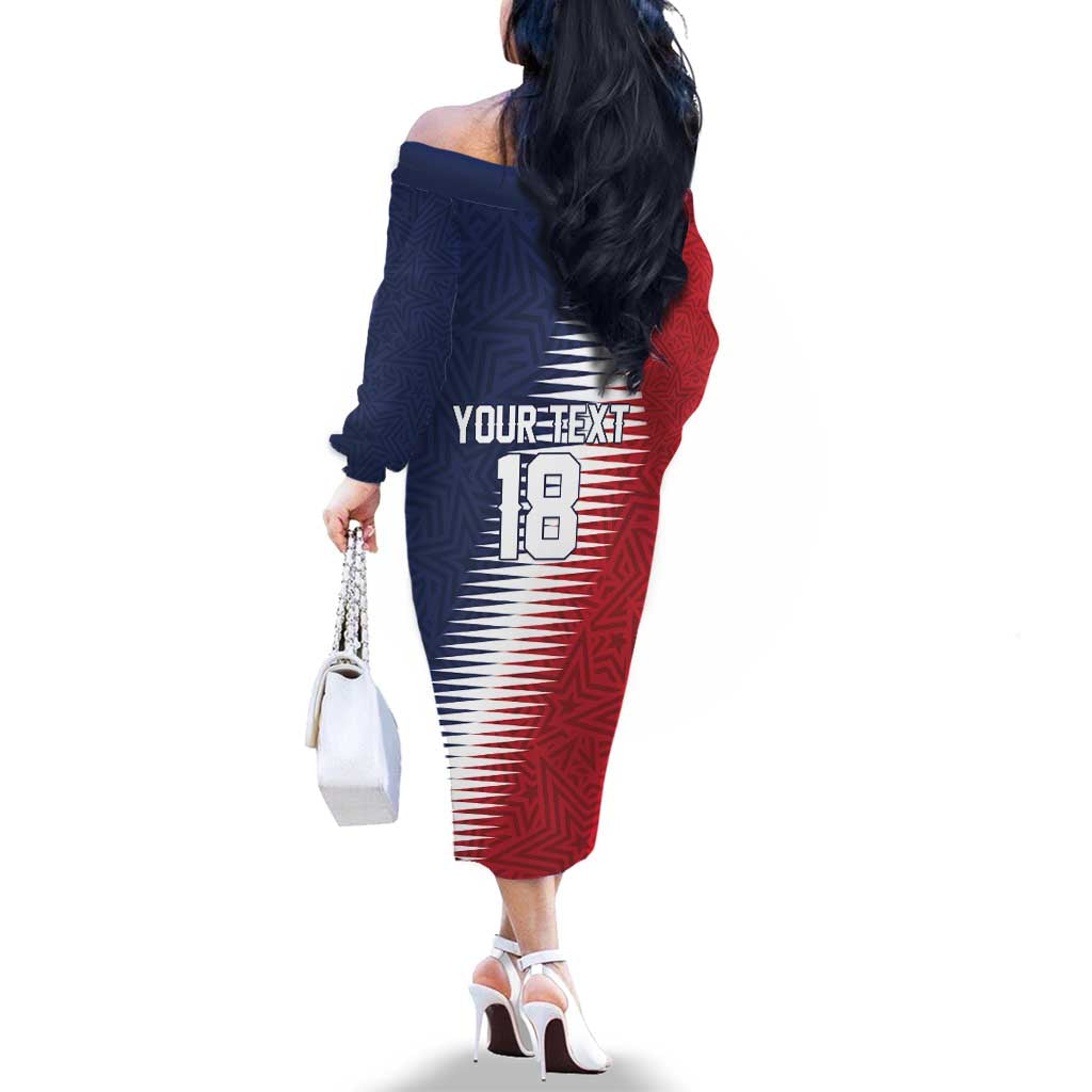 Custom USA Soccer Spirit Family Matching Off The Shoulder Long Sleeve Dress and Hawaiian Shirt Abstract Stars Style - Wonder Print Shop