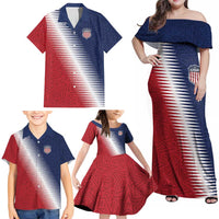 Custom USA Soccer Spirit Family Matching Off Shoulder Maxi Dress and Hawaiian Shirt Abstract Stars Style - Wonder Print Shop