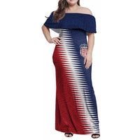 Custom USA Soccer Spirit Family Matching Off Shoulder Maxi Dress and Hawaiian Shirt Abstract Stars Style - Wonder Print Shop