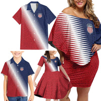 Custom USA Soccer Spirit Family Matching Off Shoulder Short Dress and Hawaiian Shirt Abstract Stars Style - Wonder Print Shop
