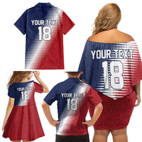 Custom USA Soccer Spirit Family Matching Off Shoulder Short Dress and Hawaiian Shirt Abstract Stars Style - Wonder Print Shop