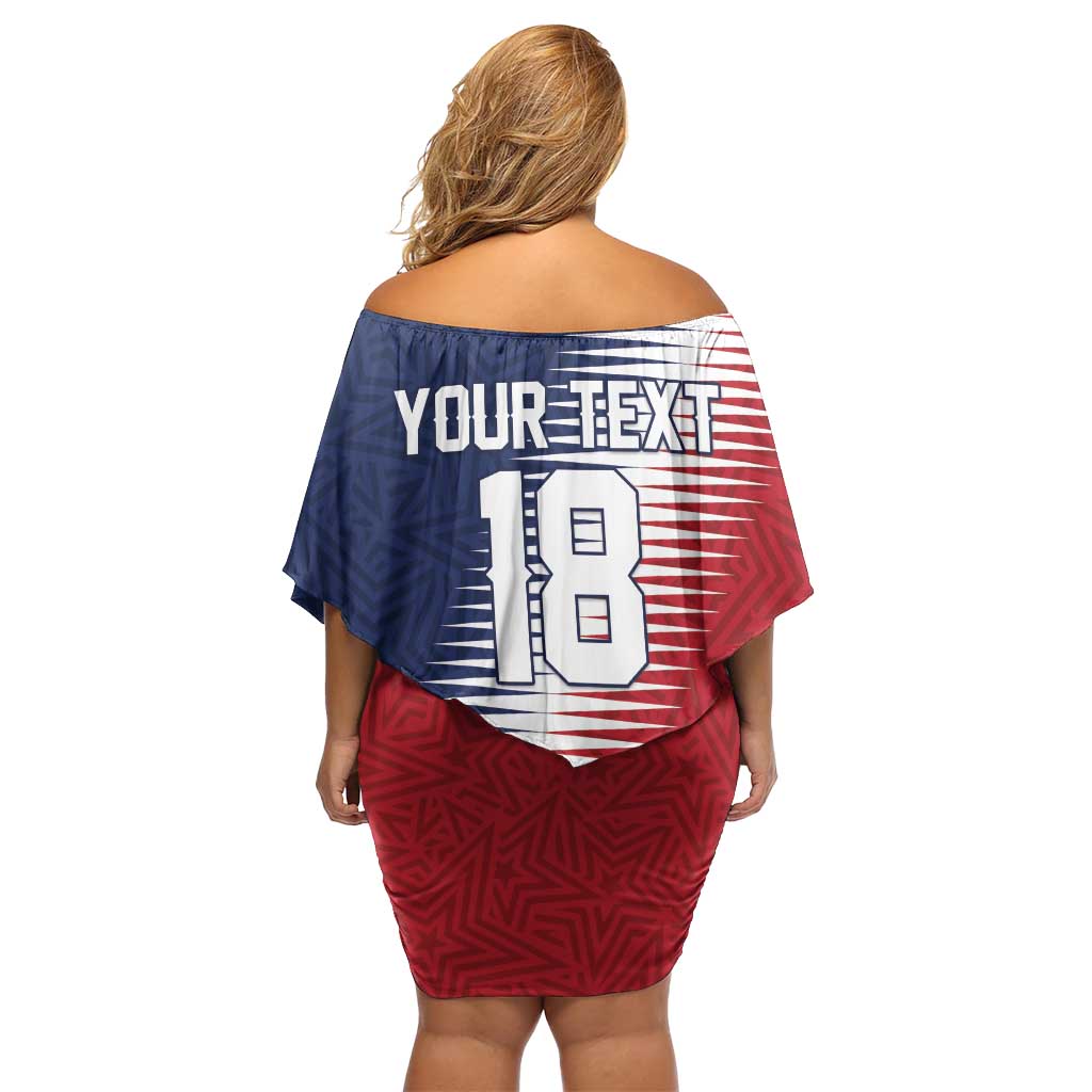 Custom USA Soccer Spirit Family Matching Off Shoulder Short Dress and Hawaiian Shirt Abstract Stars Style - Wonder Print Shop