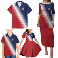 Custom USA Soccer Spirit Family Matching Puletasi and Hawaiian Shirt Abstract Stars Style - Wonder Print Shop